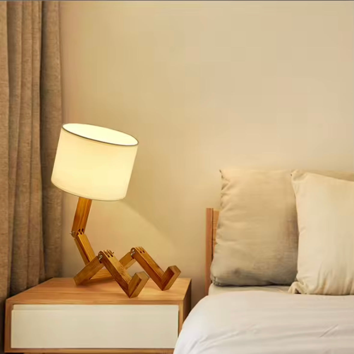 Smart Haven™ Nordic Wooden Robot Table Lamp