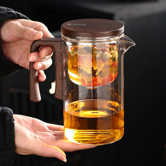 Smart Haven™ Magnetic Flow Glass Teapot – Premium Infuser Kettle with One-Click Filtration