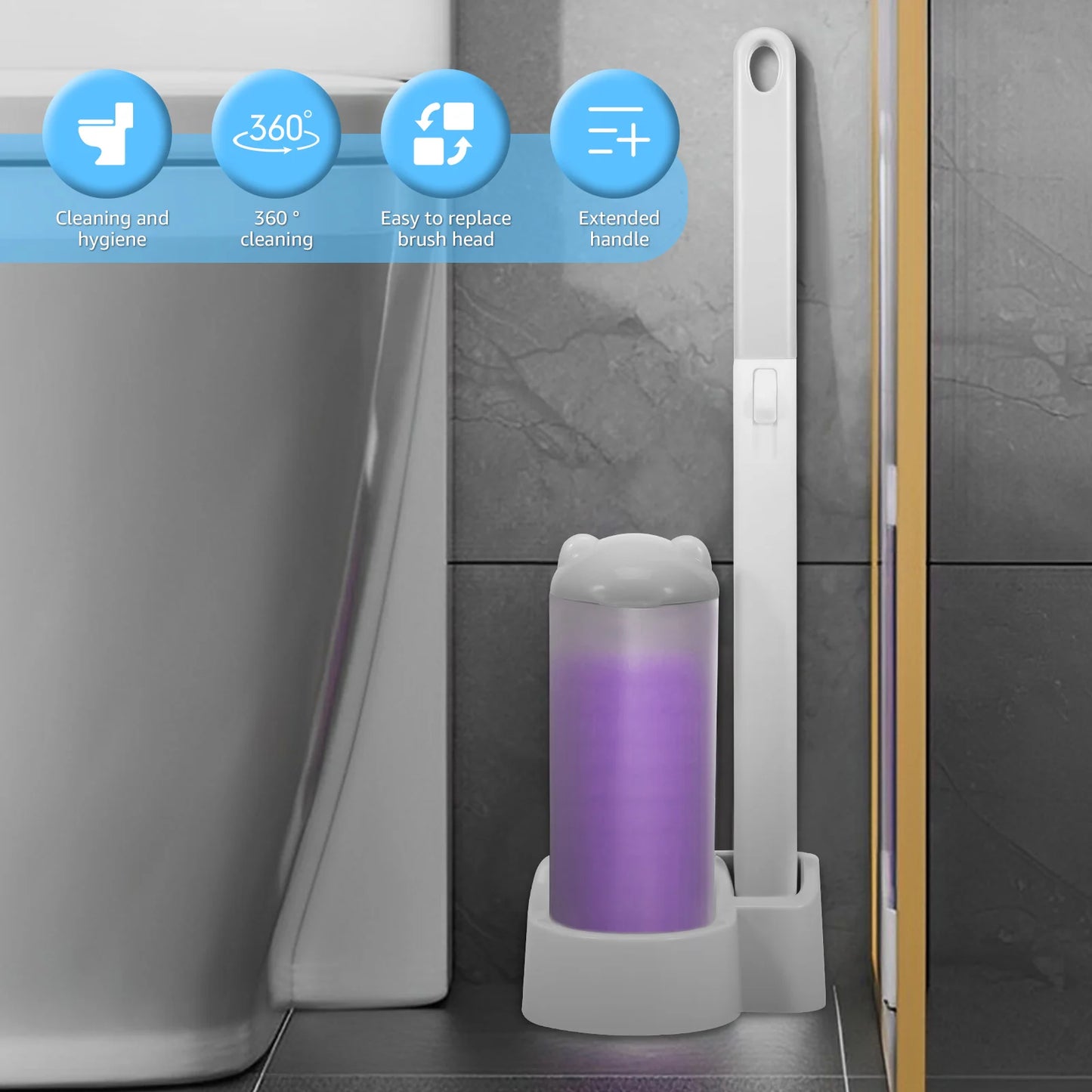 Smart Haven™ Wall-Mounted Disposable Toilet Brush with Refills – Long Handle Cleaner